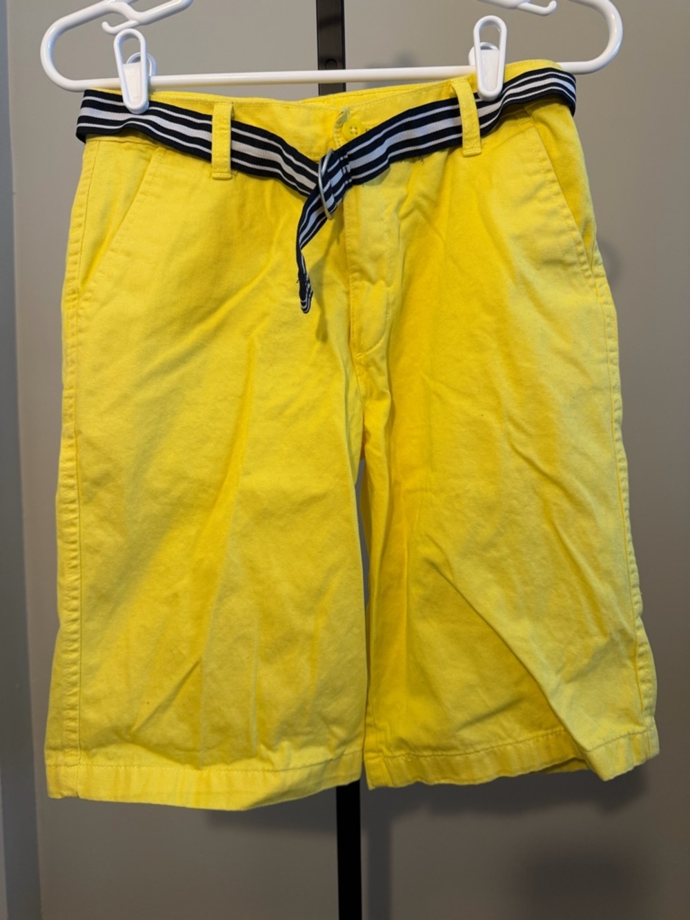 Nautica Bright Yellow Casual Shorts with Striped Belt
